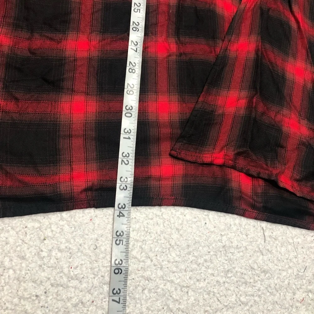 NEW Amaryllis Red Black Plaid Oversized Kimono Small Lumberjack Cabincore Grunge